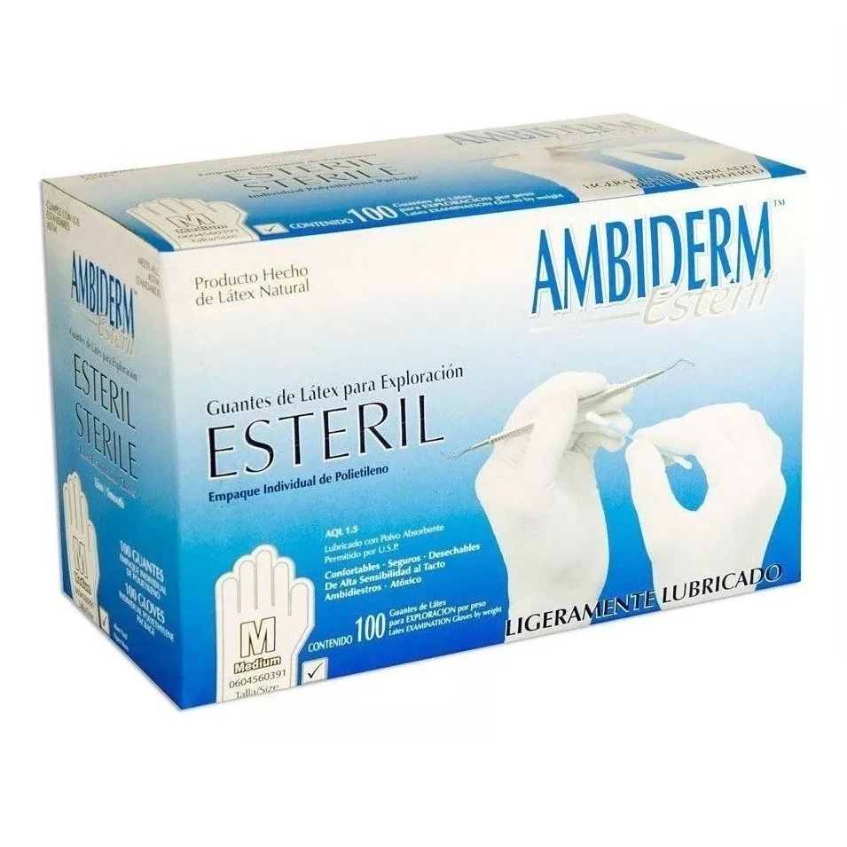 Caja de Guantede latex Ambiderm tamaño Mediano