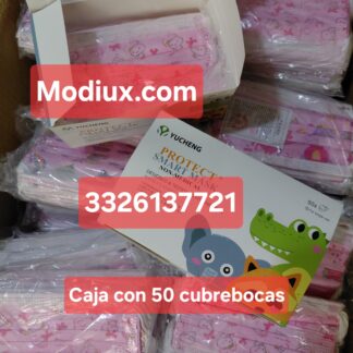 Cubrebocas infantil tricapa con 50 color rosa precio mayoreo